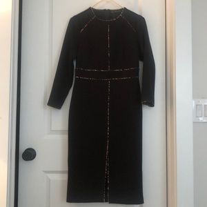 Zara Basic black dress with leopard piping